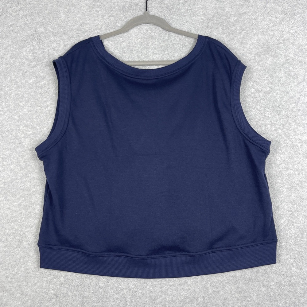 Maeve Anthropologie Bow Detail Muscle Tee Womens 1X Navy White Coquette Preppy